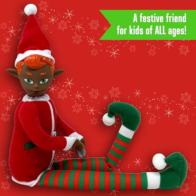 The Original Elf 12" Plush Christmas Elf Doll – Poseable Shelf Sitter with Dangling Legs – Perfect for Christmas Decorations, Toy Elf for Kids, Mini Elf Christmas Elves, and Elf Tree Topper
