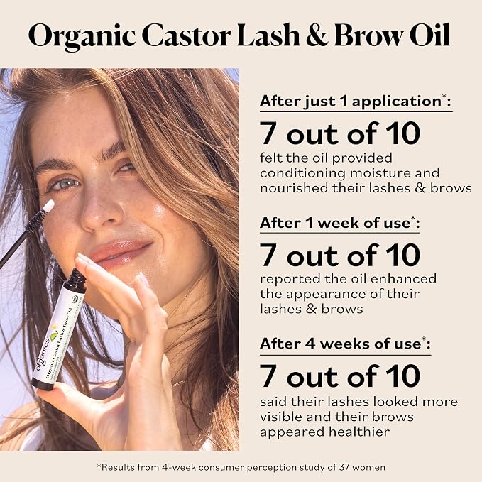 Sky Organics - Organic Lash & Brow & Applicator - Eyelash Serum - Castor Oil Organic - Moringa, Vitamin E - Lashes, Eyebrows - Self Care, Beauty - Gifts for Women - .4 fl oz, 12mL with ebook