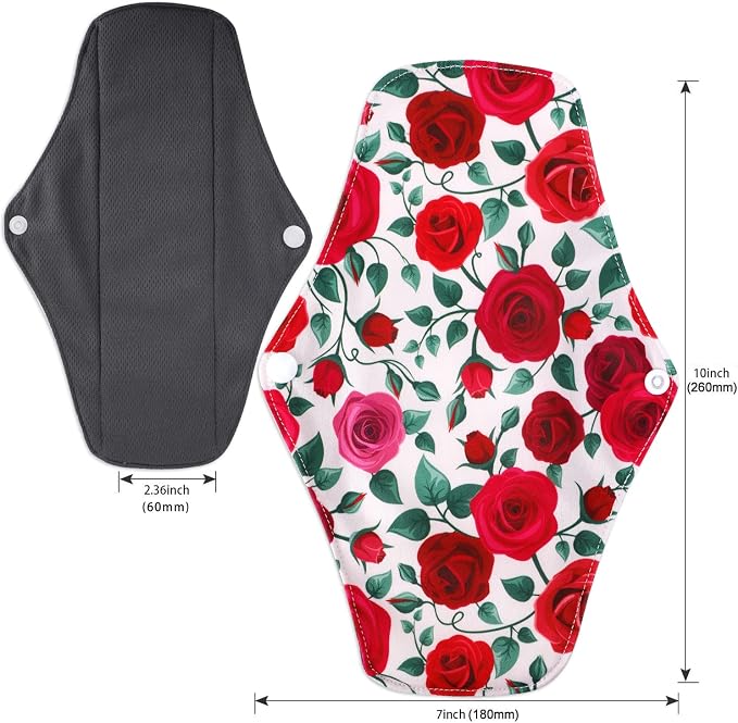 PHOGARY Reusable Menstrual Pads, Breathable Mesh Surface Cloth Sanitary Pads Set for Heavy Flow with Wet Bag, Washable Overnight Cloth Panty Liners with Wings for Women