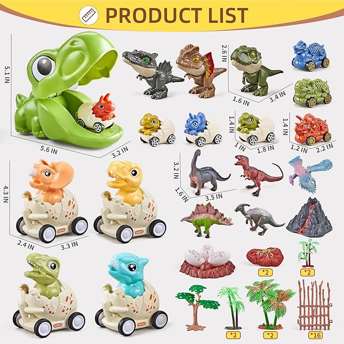 Dinosaur Toys for Kids Boys 3-5, 50 PCS Dinosaurs Toys Include ejection Dino, Press To Go Car and Realistic Dino, Dinosaur Toys Gifts For 3 4 5 Year Old Boys, Ideas 3 4 5 Year Old Birthday Gifts Boy