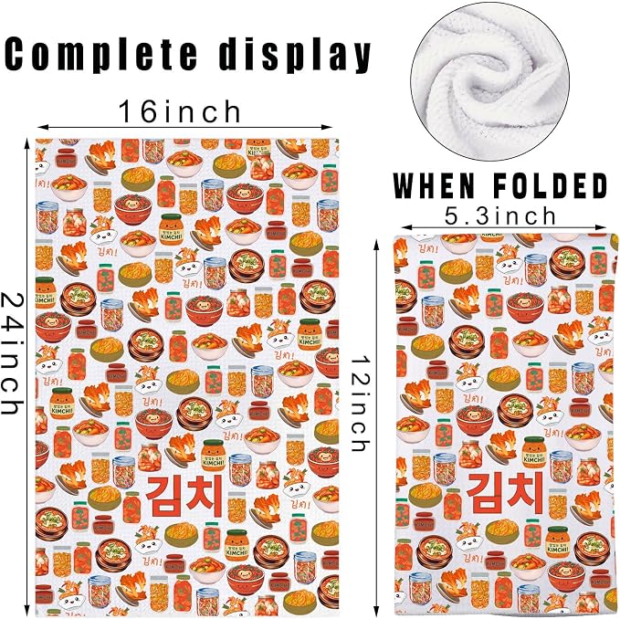 JNIAP Korean Kimchi Kitchen Towel Kimchi Lover Gift Korean Chef Gift Korean Food Dish Towel Kimchi Hand Towels (Kimchi kt)