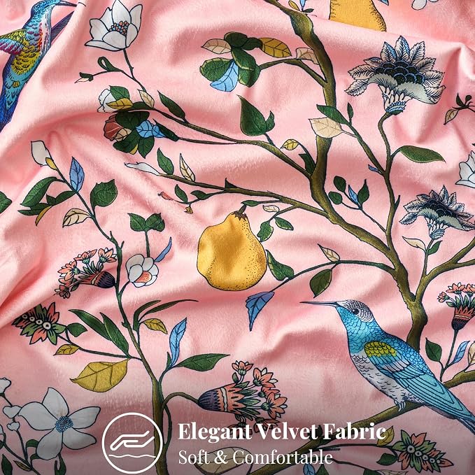 MUSSEL Light Pink Floral Vintage Decorative Pillow Covers 18x18 Set of 2 | Soft Velvet,Wild Flower Plant,Throw Pillows Case,Square,Colorful Farmhouse Cushion Covers,Home Sofa Bed Couch Decor