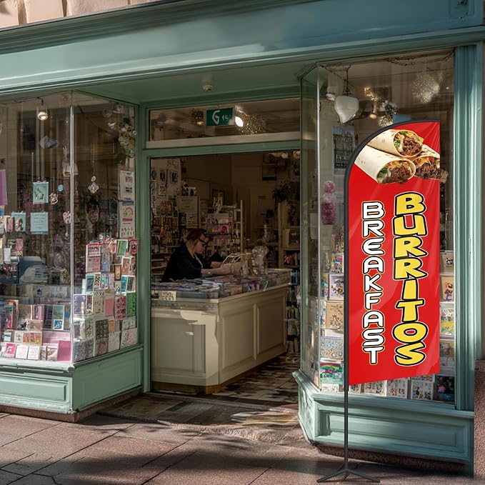 Burritos Feather Flag for Storefronts Fairs,6 FT (Flagpole Not Included) | Business Advertising Flag