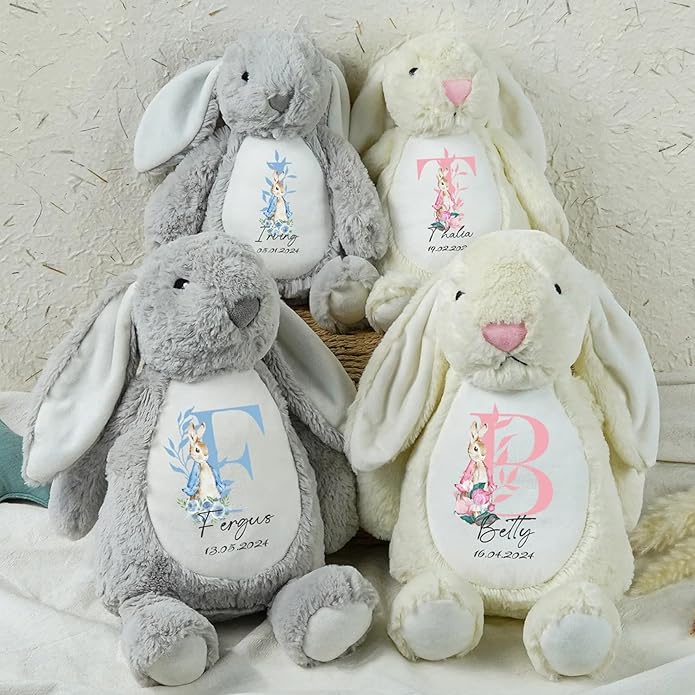 Custom Plush Bunny Keepsake Toy Hold Me Close Worry Hug Rabbit Personalized Stuffed Animal Doll Baby Shower Birthday Gift