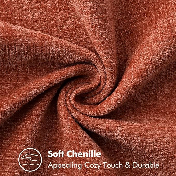 MIULEE Fall Decorative Lumbar Throw Pillow Covers 12x20 Inch Burnt Orange | Terracotta Farmhouse Pillow Covers with Stitched Edge, Soft Chenille Cushion Cases, for Couch Sofa Bed Living Room Home Decor