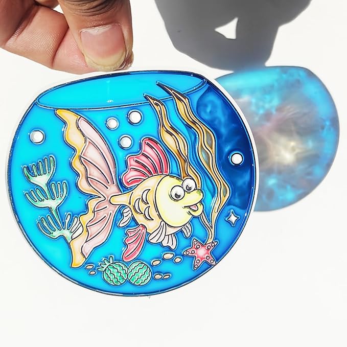 Ayhuhra 30 Sets Fishbowl Suncatcher Craft Kits Make Your Own Sea Animal Fish Tank Scene DIY Window Paint Art Sun Catcher Kit for Home Classroom Party Activities Art Project