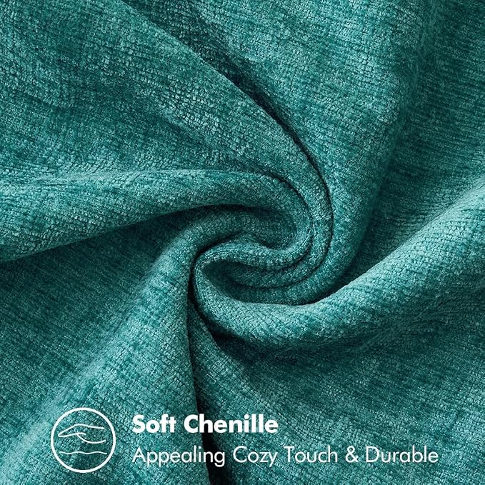 MIULEE Decorative Couch Throw Pillow Covers 18x18 Inch Teal 2 Pack | Farmhouse Pillow Covers with Stitched Edge, Soft Chenille Cushion Cases, for Sofa Bed Living Room Home Decor