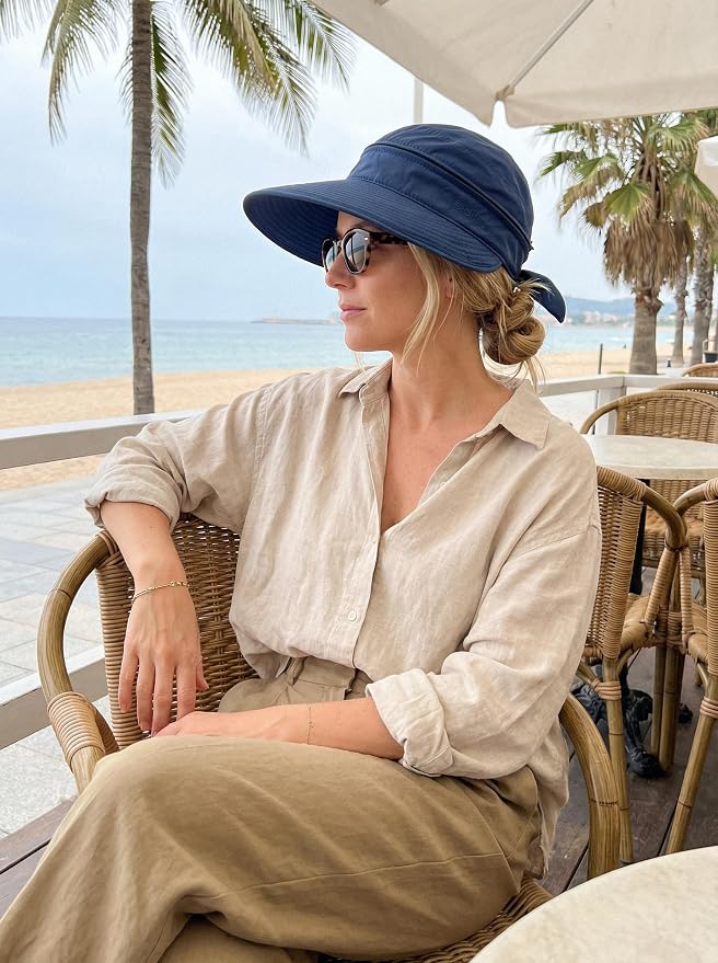 2-in-1 Women’s Sun Visor Sun Hat Zipper Off Ponytail Friendly, Lightweight Quick Dry, Summer UV Protection