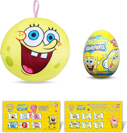 MiraBall Bibi Spongebob - Surprise Egg Capsule with Memory Foam Expandable Plush Toy – 3.7" (9.5cm) Soft Collectible with Hidden Surprises – Fun Gift for Kids, Parties, Holidays, Stocking Stuffers