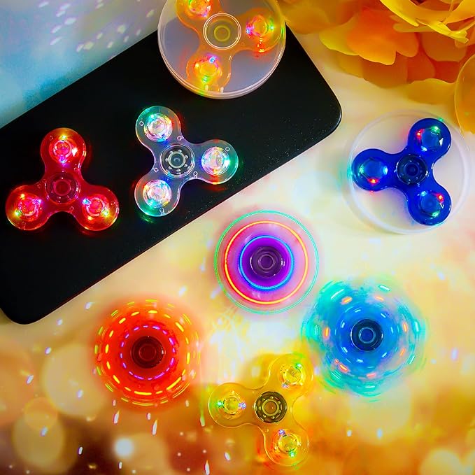 Lewtemi 20 Pcs Fidget Light up Spinners Bulk LED Hand Fidget Adults Glow in The Dark Spinners Party Birthday Gifts Goodie Bag Stuffers Back to School Classroom Prize Return
