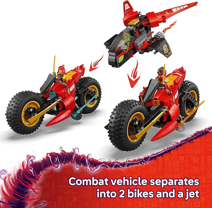 LEGO NINJAGO Ninja Combat Vehicle - 3 in 1 Building Toy - Dragons Rising Play Set for Boys & Girls, Ages 8+ - Model Building Kit for Kids W/6 Ninja Toy Minifigures - Gift Idea for Birthdays - 71844