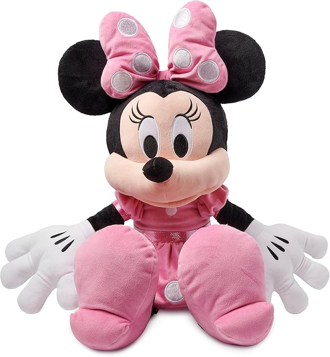 DISNEY STORE Official Minnie Mouse Plush - Pink Dress – Large 21 1/4 Inches Disney Stuffed Animals, Soft & Cuddly Toy, Plushies for Kids & Fans, Suitable for All Ages