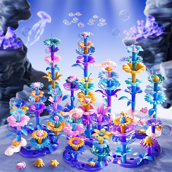 97 Pcs 3 Year Old Girl Gifts,Flower Garden Building Toy Set Toddlers Toys Gifts Best Educational Learning Fine DIY Crafts Stem Construction Stacking Kit,for 3 4 5 6 7 Year Kids Birthday