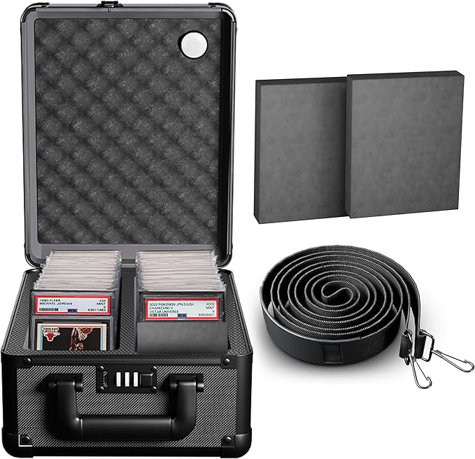Graded Card Storage Box - Lockable PSA Slab Case for Graded Cards, Baseball and Sports Card Case, Baseball Storage Box Holds 80 Slabs or 320 Toploaders Fits BGS SGC, Fits Popular Trading Cards