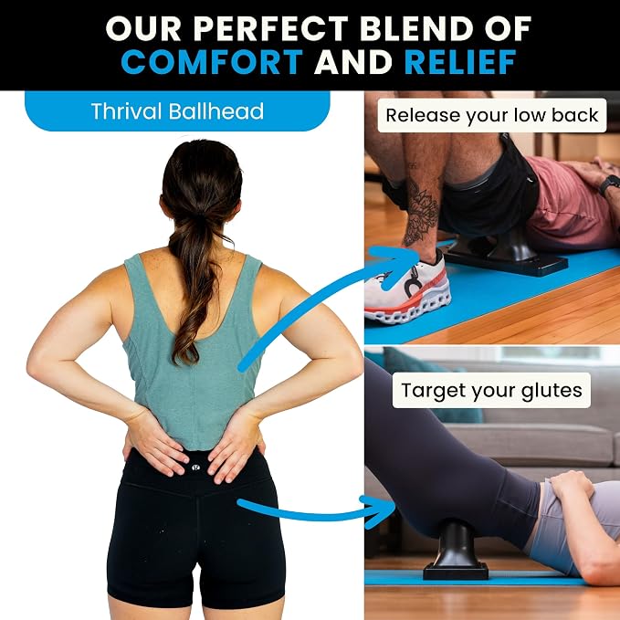 Thrival Ballhead - Fully Adjustable Psoas Muscle Release Tool with Thrival App for Hip Flexor, Glute, Iliacus, and Neck Pain - Lower Back Pain Relief, Trigger Point & Myofascial Release - Carbon Black