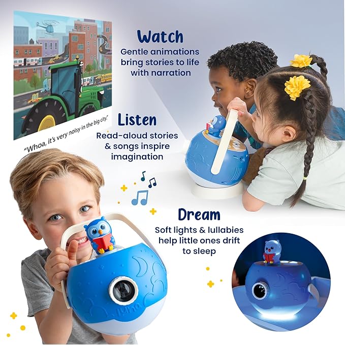 Kids Book Projector - 5 John Deere Tractor and 5 Classic Read-Aloud Stories, 10 Songs & Night Light & Soothing Dream Music | Children Ages 3+ Storytime Projector | Toys, Owl & John Deere Tractor