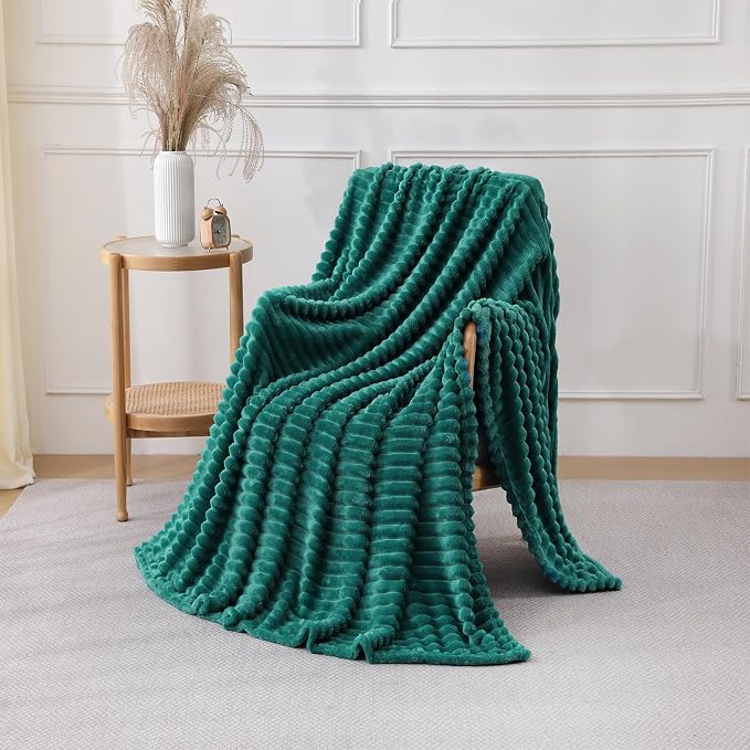 Teal Throw Blanket for Couch Sofa 50x60 inches Striped Design | Fleece Blankets Room Home Decor Lightweight Plush Soft Cozy Gifts for Women Mom
