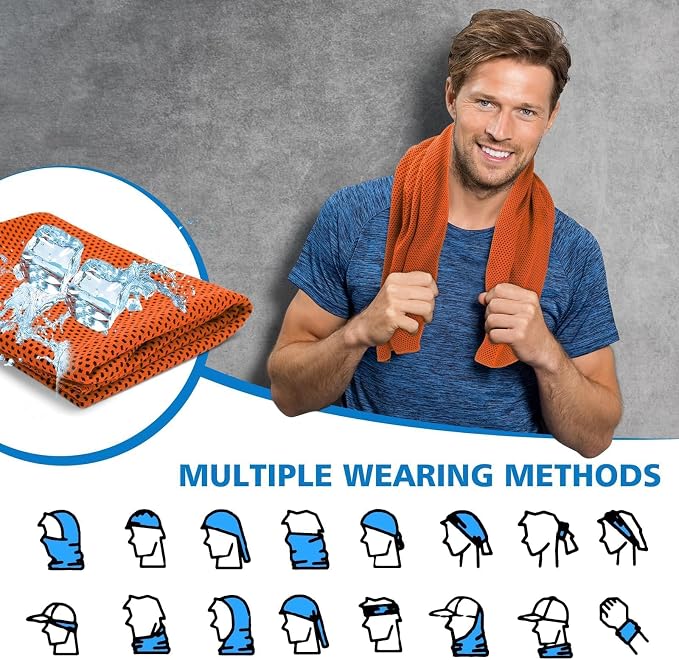 24 Pack Cooling Towels Bulk for Neck and Face 40"x12" Ice Cooling Sweat Rags Microfiber Soft Breathable Soft Chilly Towel for Yoga Golf Sport Running