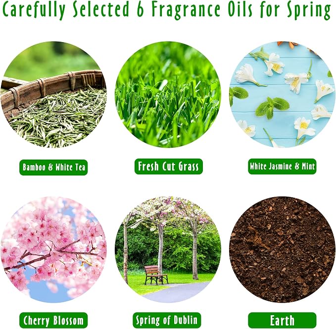 Spring Fragrance Oil Set- MitFlor Premium Essential Oils for Diffusers for Home, 10mlx6, Spring Refreshing Scents, Fragrance Oils for Candle Soap, Perfume and More, Ideal Fragrance Gift