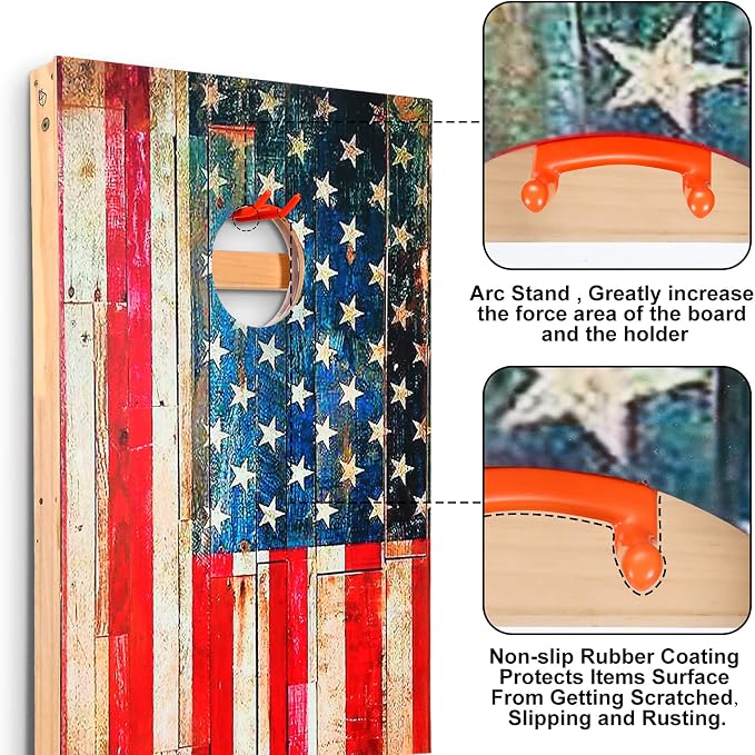 AHOWPD Cornhole Boards Hanger, 2 PCS Hooks Hanging Cornhole Boards, Cornhole Accessories Wall Mount, Cornhole Board Games Holder Storage