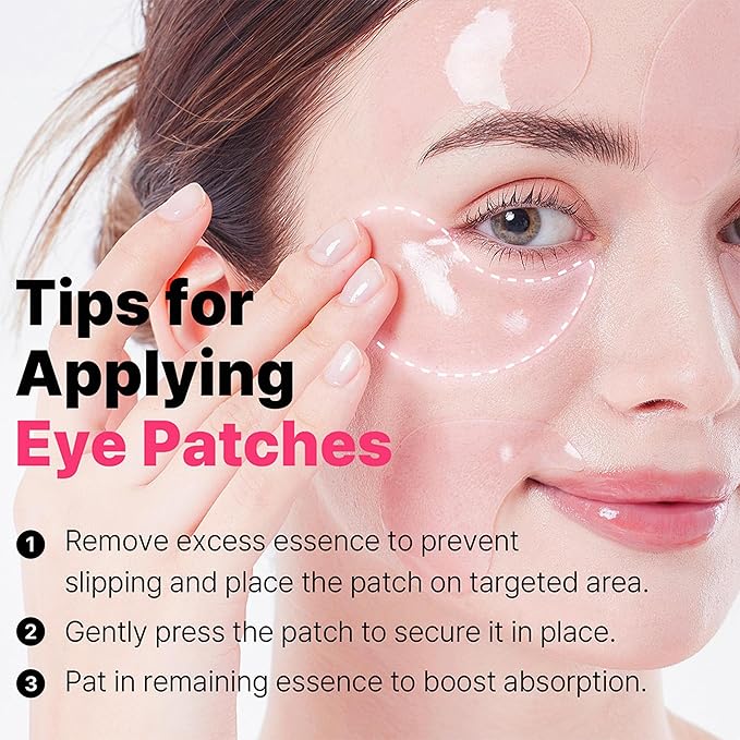 Protein Hydrogel Under Eye Patches, 60 Pairs - Hydrating & Firming Eye Gels for Dark Circles, Puffiness & Wrinkles, Infused with Collagen - Rejuvenating Eye Mask for Smooth, Refreshed Skin