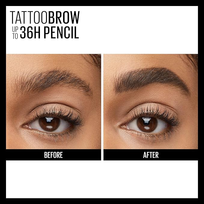 Maybelline TattooStudio Waterproof Eyebrow Pencil, Sharpenable, Longwear, Long Lasting, Pigmented Eyebrow Pencil for Defined Brows, Deep Brown, 1 Count