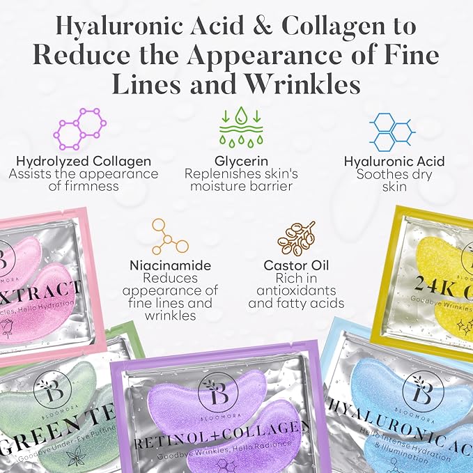 BLOOMORA Variety Under Eye Patches (30 Pairs) - For Dark Circles & Puffiness - Eye Mask for Care