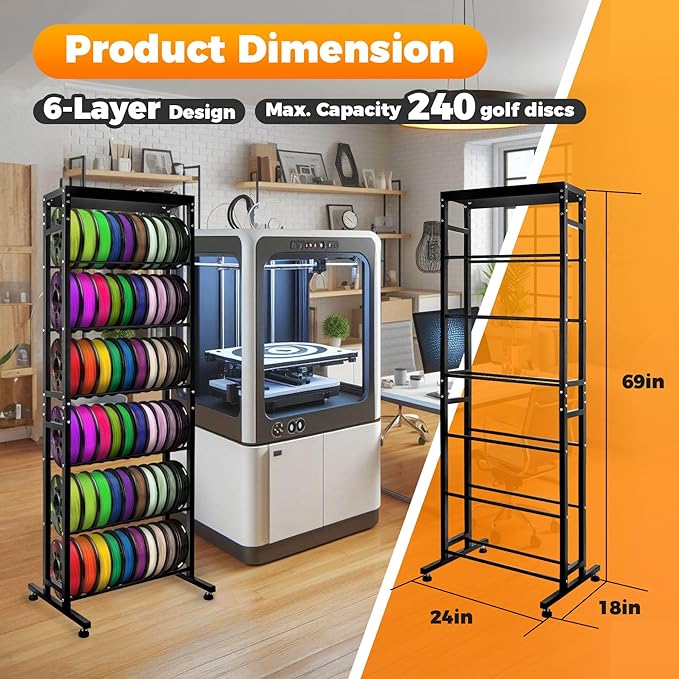 Sidasu 2/3/6-Tier Discs Golf Rack,Metal Disc Golf Storage Rack, Space-Saving Disc Station for Disc Golf Storage Shelf-Black