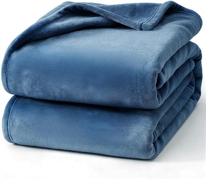 Hansleep Throw Mineral Blue Fleece Blanket, Soft Flannel Bed Blanket | Fuzzy Cozy Blanket 50x60 Inches, Multi-use for Bed, Sofa, Couch, Travel, Camping, All Season Warm Lightweight Cover