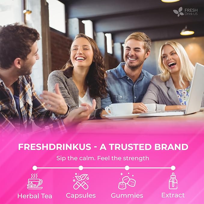 FreshDrinkUS, Premium Happy Belly Tea | 75 Tea Bags | Herbal Tea Blend with Soursop Leaves, Ginger, Fennel Seed, Lemon Balm, Cinnamon, Papaya Leaves & Rose Hip – Naturally Caffeine Free. Sugar Free
