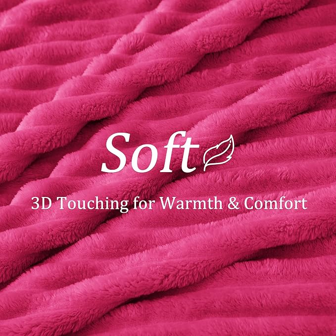 BEDELITE Ribbed Twin Blanket for Couch & Bed, Hot Pink, 60"x80" | Ultra-Soft Plush Fleece, Cozy, Warm Yet Lightweight, Ribbed Texture, Home Decor, Machine Washable, Giftable, All-Season Use
