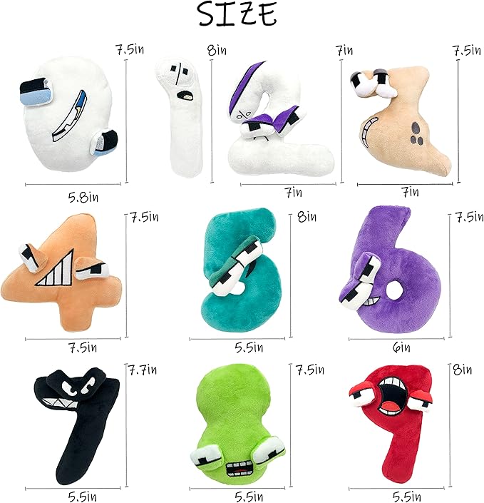 10PCS Nume Lore Plush Throw Pillow Plush Toy,Nume Plush 0-9 Stuffed Figure Doll for Kids and Adults,Birthday Choice for Fans Gifts