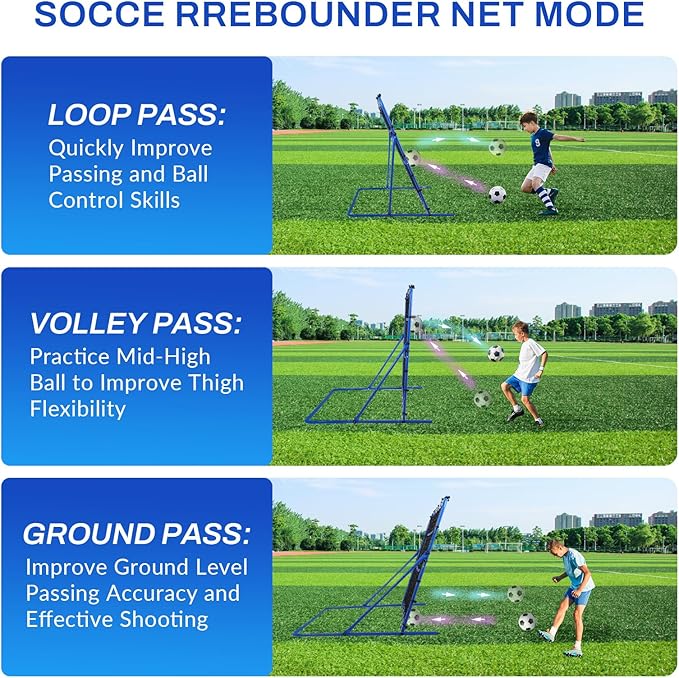 FAHKNS Three Modes of Soccer Goal(6x4ft), Target Net and Rebound Net, Precision Training, Tear-Resistant, Corner Kick Training, Suitable for Children and Teenagers Control