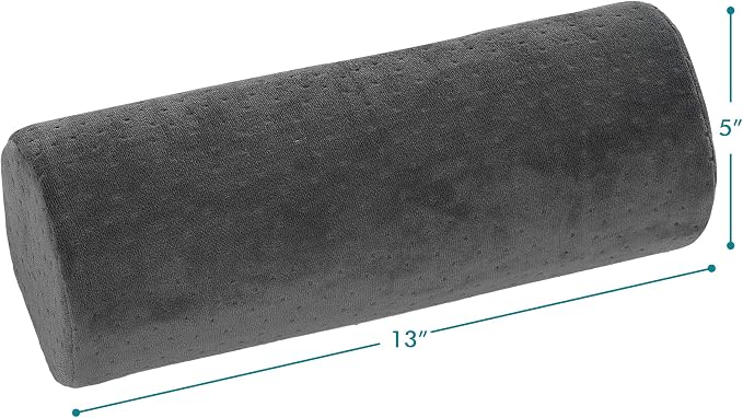 AllSett Health Round Cervical Roll Cylinder Bolster Pillow with Removable Washable Cover, Ergonomically Designed for Head, Neck, Back, and Legs, Grey | 13"X 5"