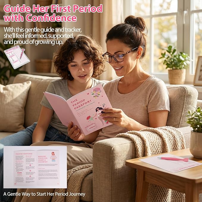 First Period kit for Girls, Period Kits for Girls 10-12, Period Starter for Tweens Period Comfort Kits for for Tweens & Teens, First Period Gifts Box Emergency Kit for Girl (White) (Pink)