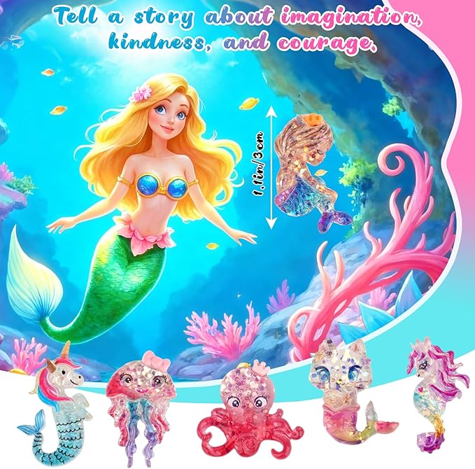 Kids Bath Bombs with Surprise Inside, 6PCS Mermaid Bath Bombs for Kids, Organic Essential Oil Bubble Bathbombs Birthday Valentines Gift for 3-8 Girls Princess Party Favors