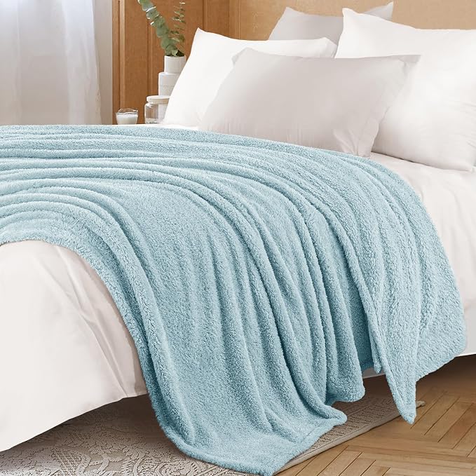 Exclusivo Mezcla Fleece Twin Size Blanket for Couch and Bed, 60" x 80" | Super Soft and Cozy Fluffy Blanket for Women, Lightweight and Fuzzy Blanket for Teens Back to School, All Season, Slate Blue