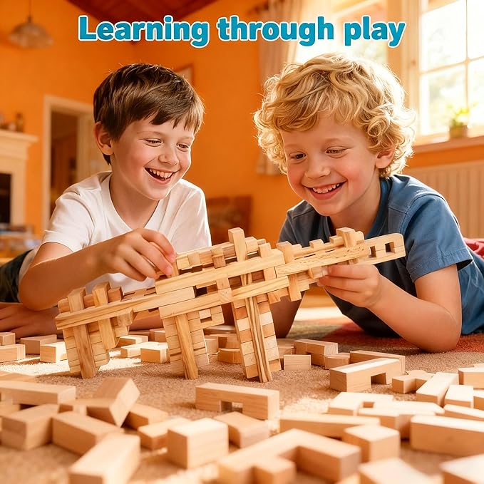 Toy Gun Educational Wooden Building Blocks - 53 Pcs Assembled into 10+ Forms, STEM Toy Gift for Kids, Learning Toys for Ages 3+ and Adults