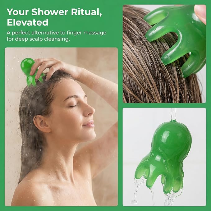 NIIIYTYB 2 PCS Head Scratcher Scalp Scraper Massager Spa Tools for Deep Relaxation at Home Spa Essentials Hair Hammer Tapping Green