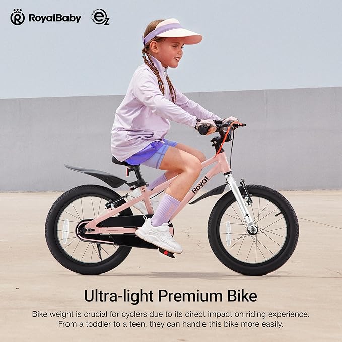 RoyalBaby EZ Fride Kids Bike 16 18 20 Inch, Lightweight Aluminum 2-in-1 Balance to Pedal Bike with One-Key Switch for Boys Girls Ages 4+