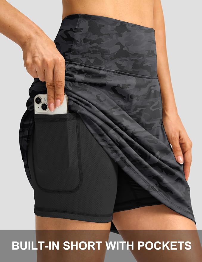 G Gradual 19" Skorts for Woman with Pockets High Waist Golf Skirt | Lightweight, Stretchy, Breathable, Tummy Control, Built-in Shorts, Athletic, Tennis, Pickleball, Casual Summer