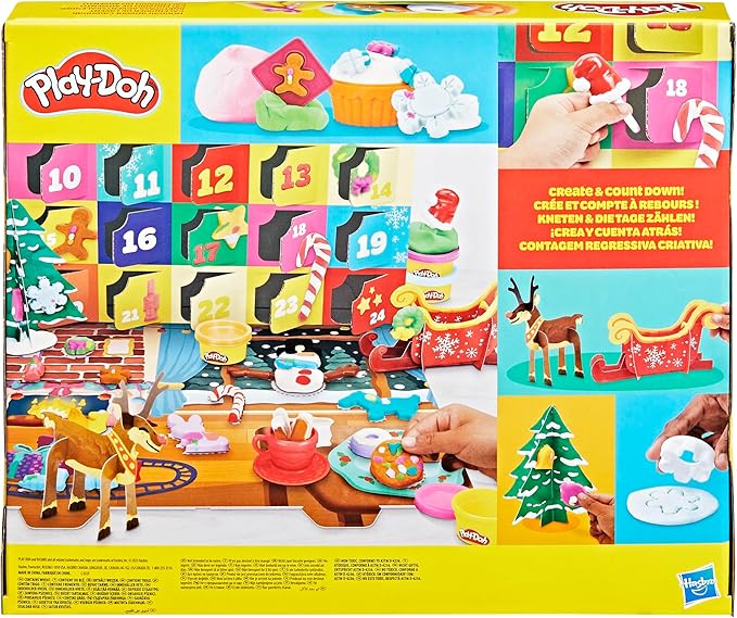 Play-Doh Holiday Advent Calendar for Kids 3 and Up, 24 Day Countdown, Multiple Surprise Gifts Behind Each Door, Arts & Crafts