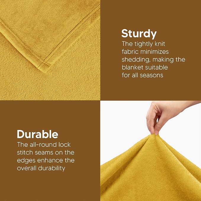 Utopia Bedding Fleece Blanket Full Size Gold 300GSM Luxury Fuzzy Soft Anti-Static Microfiber Bed Blanket (90x84 Inch)