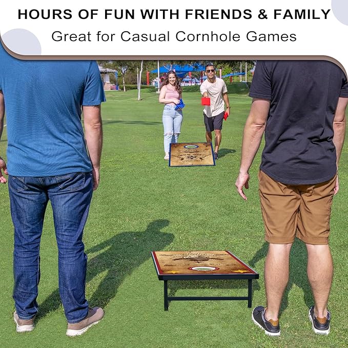 LED Cornhole Set, 3 x 2ft / 4 x2 ft Cornhole Board Game Set, Corn Hole Outdoor Game, Multi-Design with Light-Up Border, 8 Bean Bags, Carrying Case for Backyard, Beach, Lawn