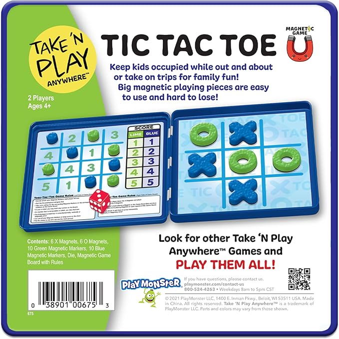 Take N Play, Anywhere Tic-Tac-Toe Board Games for Kids- Board Games for Family Night, Family Games, Game Night, Family Board Games, Kids Toys, Travel Games, Preschool Toys, Multi-Player Game, Ages 4+