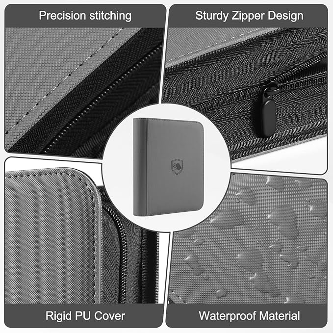Toploader Binder, Holds 360 Toploader, 100 Toploaders INCLUDED, 9-Pocket PU Cover Top Loader Binder for 3" x 4" Rigid Toploaders, Ringless Double-Sided Toploader Card Binder for TCG, Sport Cards