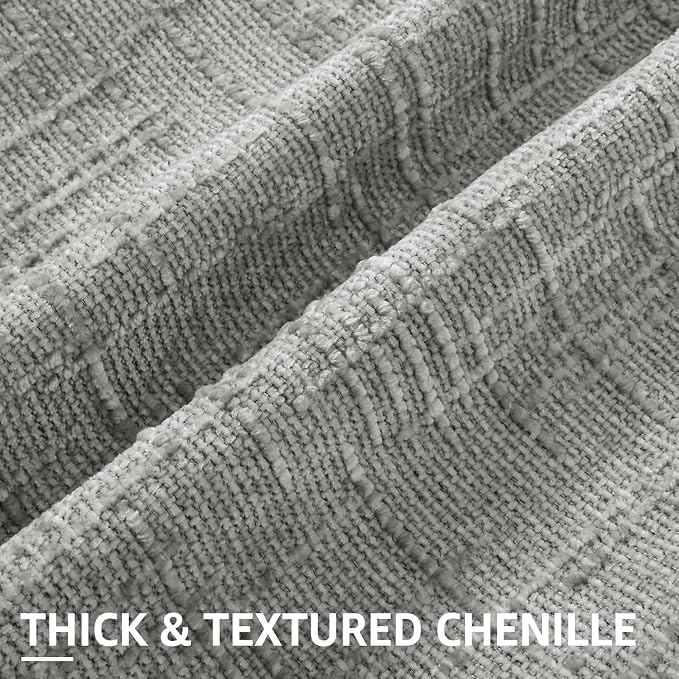 decorUhome Textured Chenille Throw Pillow Covers 24x24 Set of 2 Grey | Fall Modern Farmhouse Soft Cozy Slubby Couch Pillow Cases Boho Decorative Pillow Cases for Bed Sofa Living Room Home Decor