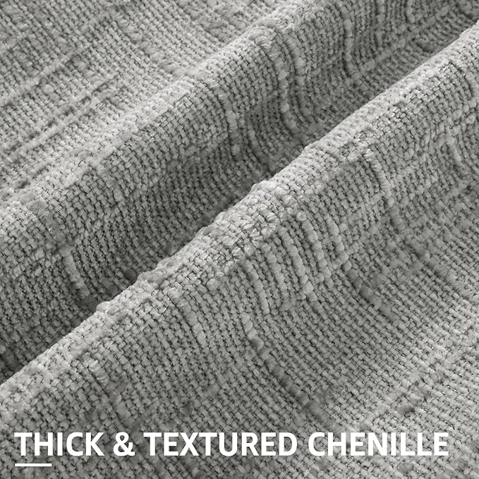 decorUhome Textured Chenille Throw Pillow Covers 16x16 Set of 2 Grey | Fall Modern Farmhouse Soft Cozy Slubby Couch Pillow Cases Boho Decorative Pillow Cases for Bed Sofa Living Room Home Decor