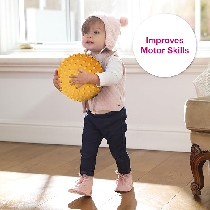 Edushape The Original Sensory Ball for Baby - 7" Yellow Color Baby Ball that Helps Enhance Gross Motor Skills for Kids Aged 6 Months & Up - Vibrant, Colorful and Unique Toddler Ball