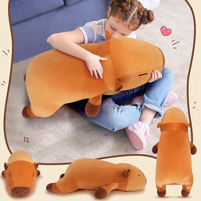 30'' Giant Capybara Plush Stuffed Animal- Capybara Plush Pillow Plushies, Large Sleeping Capybara Plush Toy, Cute Hugging Capybara Stuffed Animal, Birthday Gifts for Kids Girls Boys